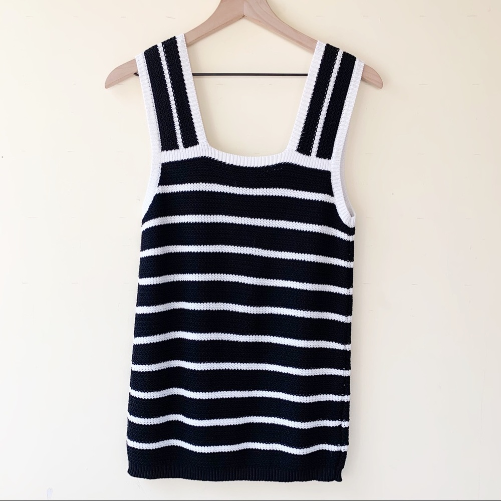Loft  Knit Striped Black & White Tank Top Blouse - Picture 4 of 7
